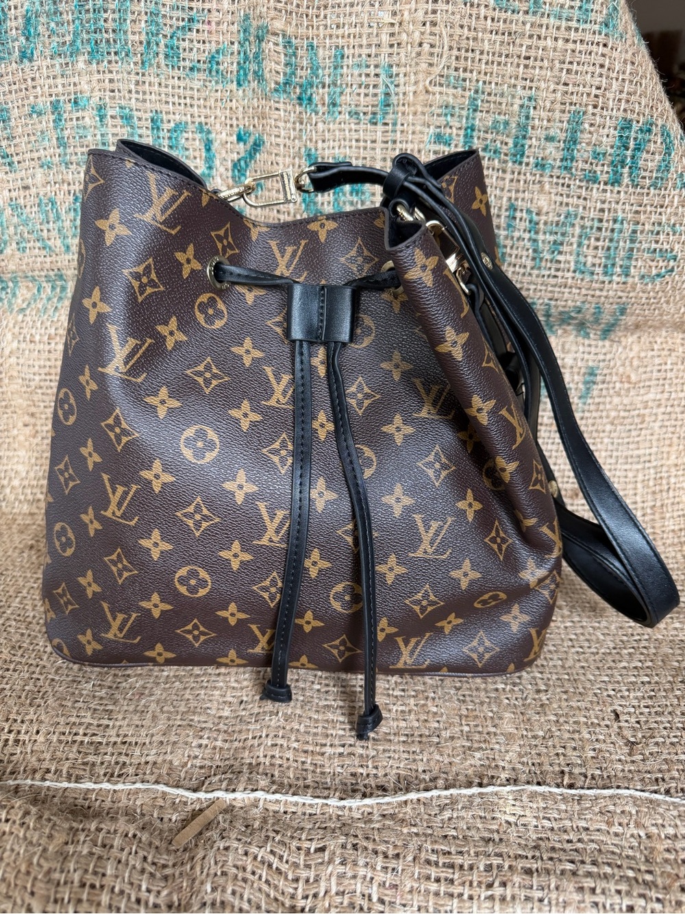 Inspired Brown Monogram Drawstring Bucket Bag